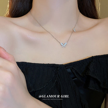 Zircon Opal Butterfly Cold Style Light Luxury And Simplicity Necklaces