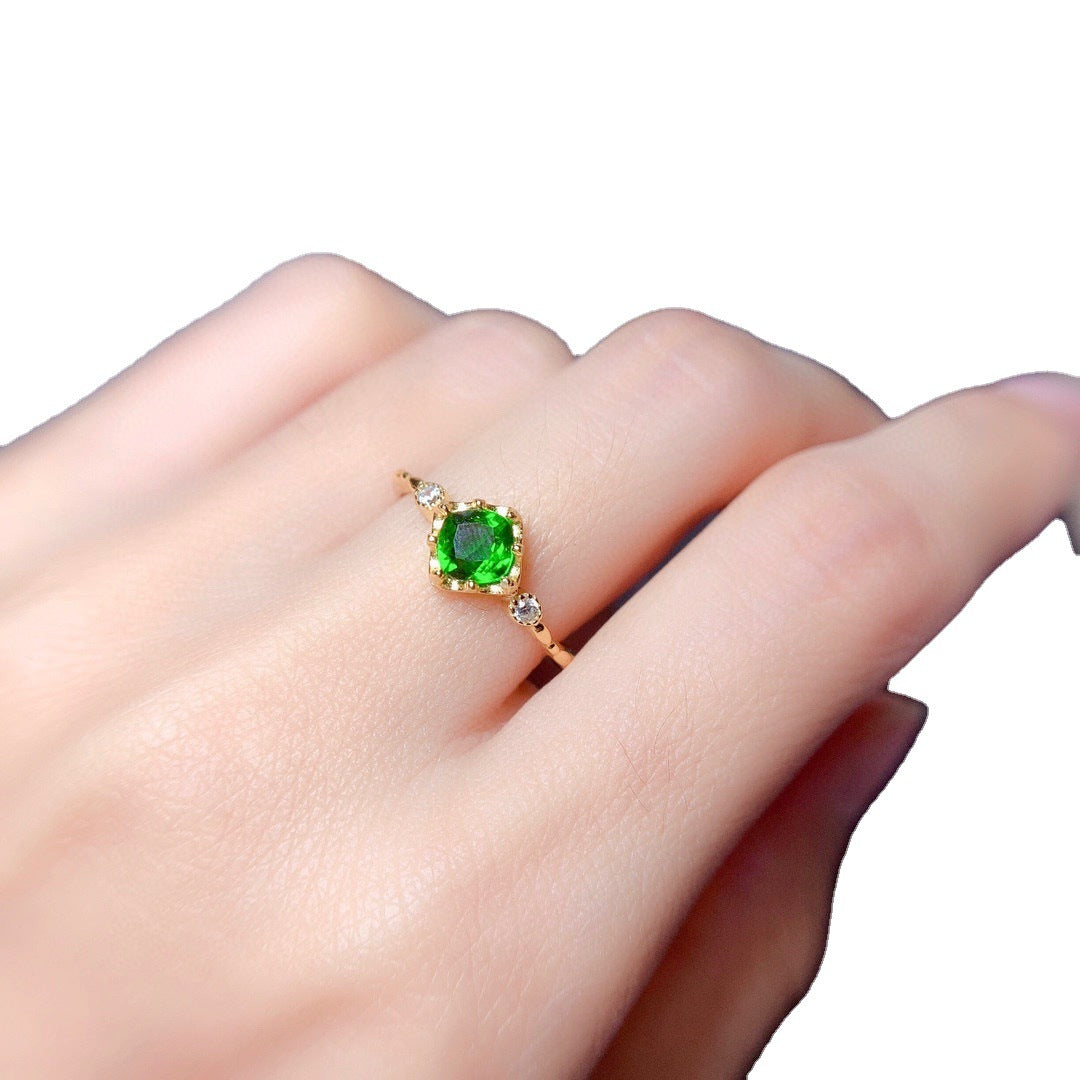 Women's Live Jewelry Base Imitation Natural Diopside Rings
