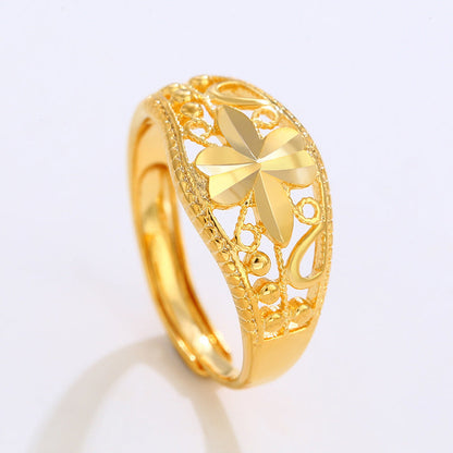 Women's Design Hollow Gold Plated Temperament Opening Adjustable Vintage Gifts Rings