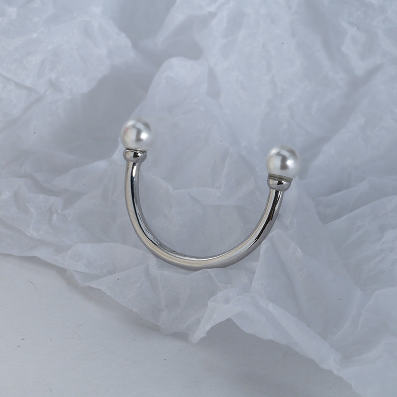 Pearl Adjustable Personality Jack Purcell U-shaped Rings