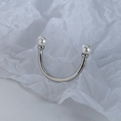 Pearl Adjustable Personality Jack Purcell U-shaped Rings