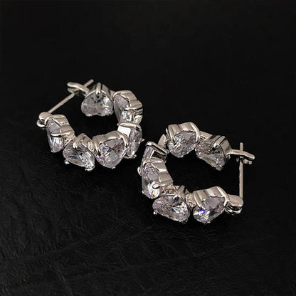 High-grade Heart-shaped Zircon Female Niche Retro Earrings
