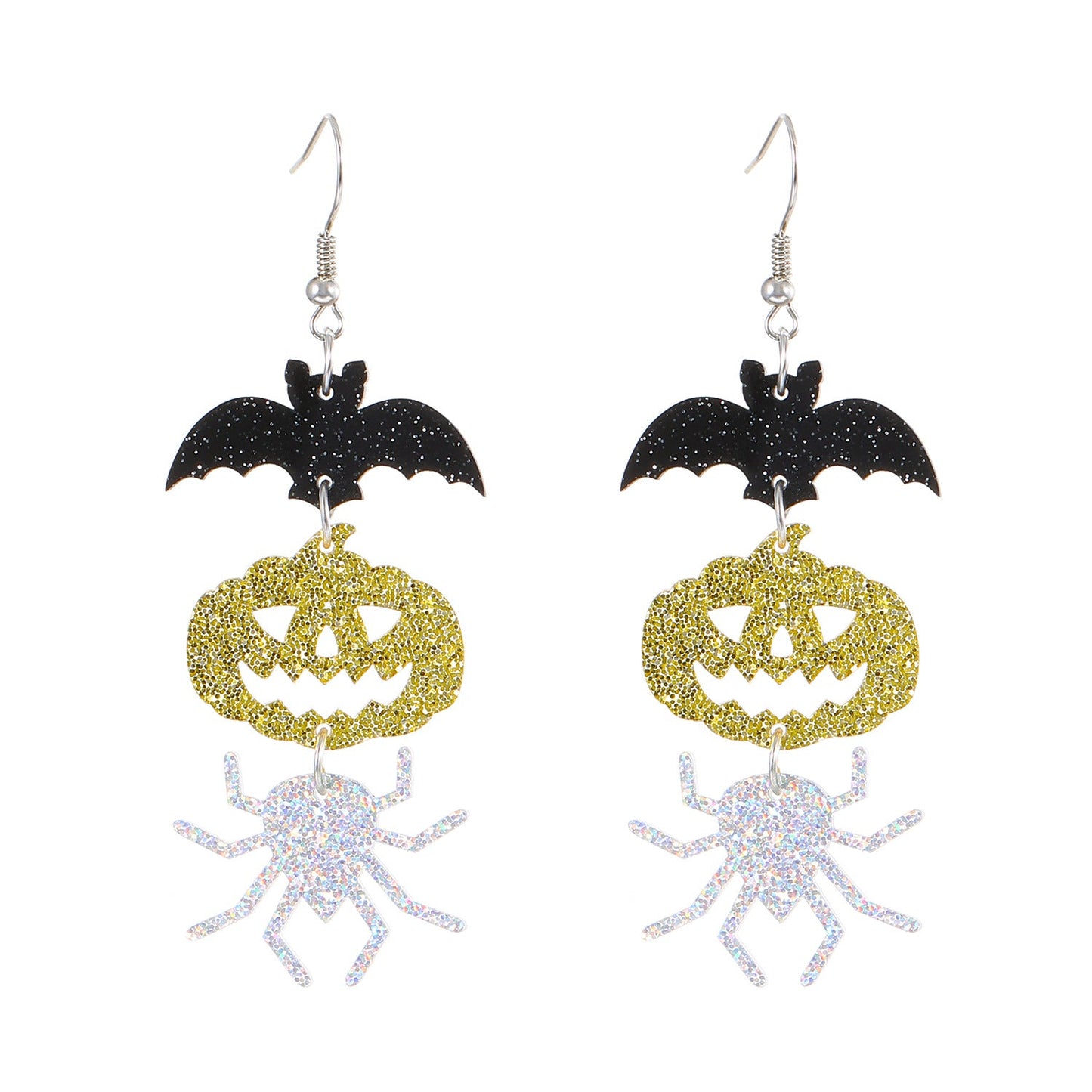 Female Gothic Dark Bat Spider Pumpkin Earrings