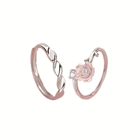 Couple Sterling Sier Korean Style Simple Rings