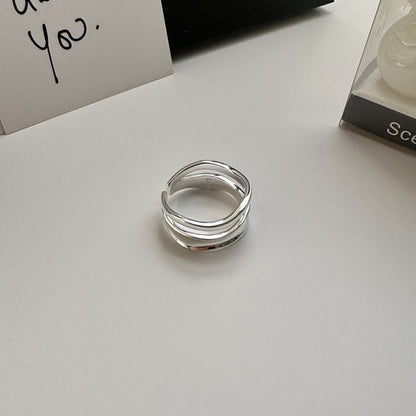 Sier Fashion Trend Simple Geometric Design Rings