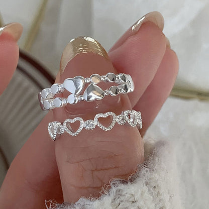Heart Female Light Luxury Minority Design Heart-shaped Zircon Opening Rings