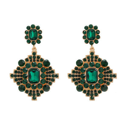 Women's Trendy Colorful Crystals Exaggerated Geometric Full Earrings