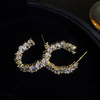 Temperament Entry Lux Zircon Personality Cold Sier Earrings