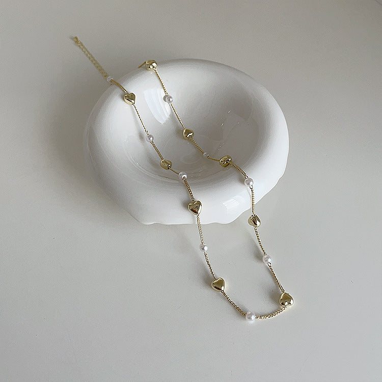 Heart Pearl Female Niche Retro Personality And Necklaces