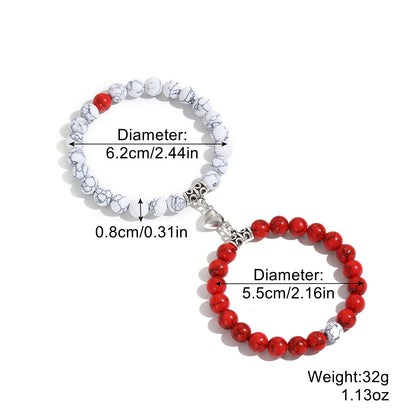 For Couple Beaded Magnetic Heart-shaped Pair Bracelets