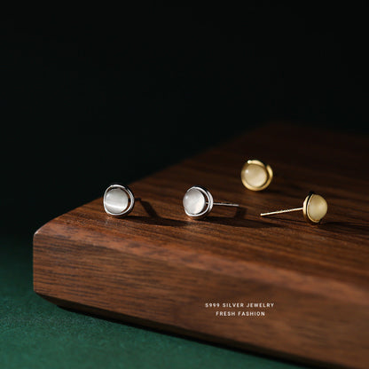 Women's Sier Opal Stone Ear Korean Light Luxury Temperament Earrings