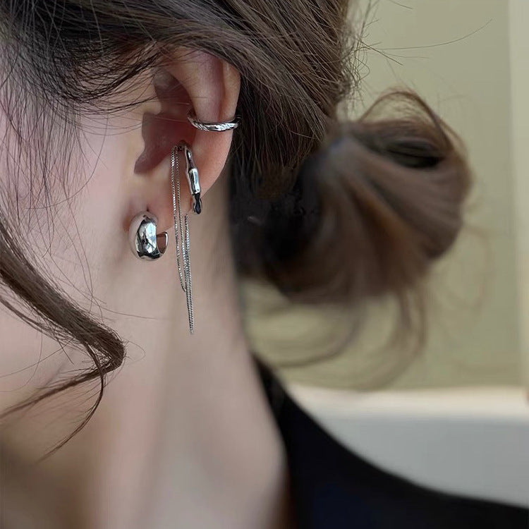 Women's Design Metal Chain Tassel Ear Clip Earrings