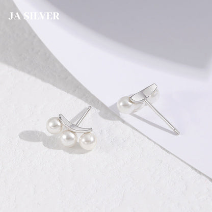Women's Sterling Sier Korean Simple Three-row Shell Earrings