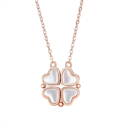 Women's Clover Mori Style Rose Gold Fritillary Necklaces