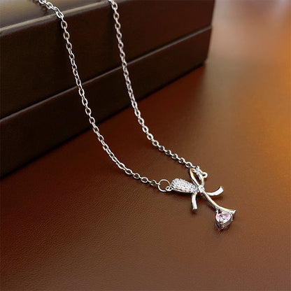 Fashion Sparkling Diamond Green Pendant Dignified Sense Necklaces