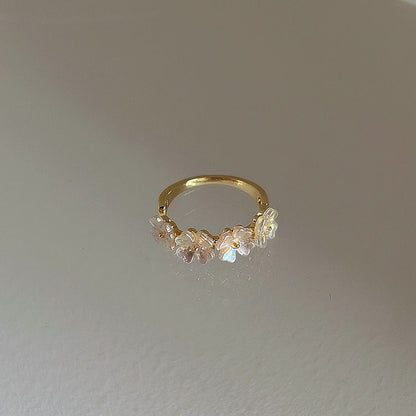 Style Vintage Shell Flowers Open-end Pearl Suit Rings