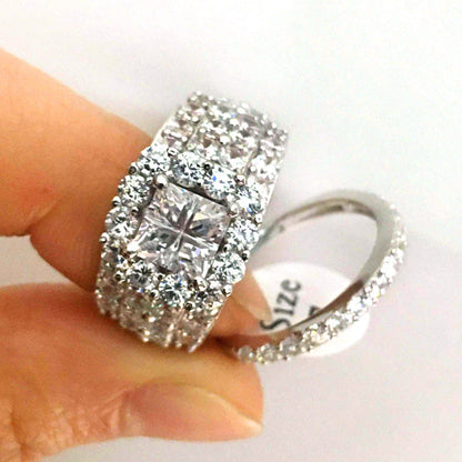 Women's Shi Set Full Rhinestone Zircon Wedding Rings