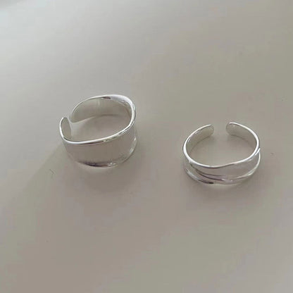 Entire Sterling Sier Bright Matte Glossy Open Rings