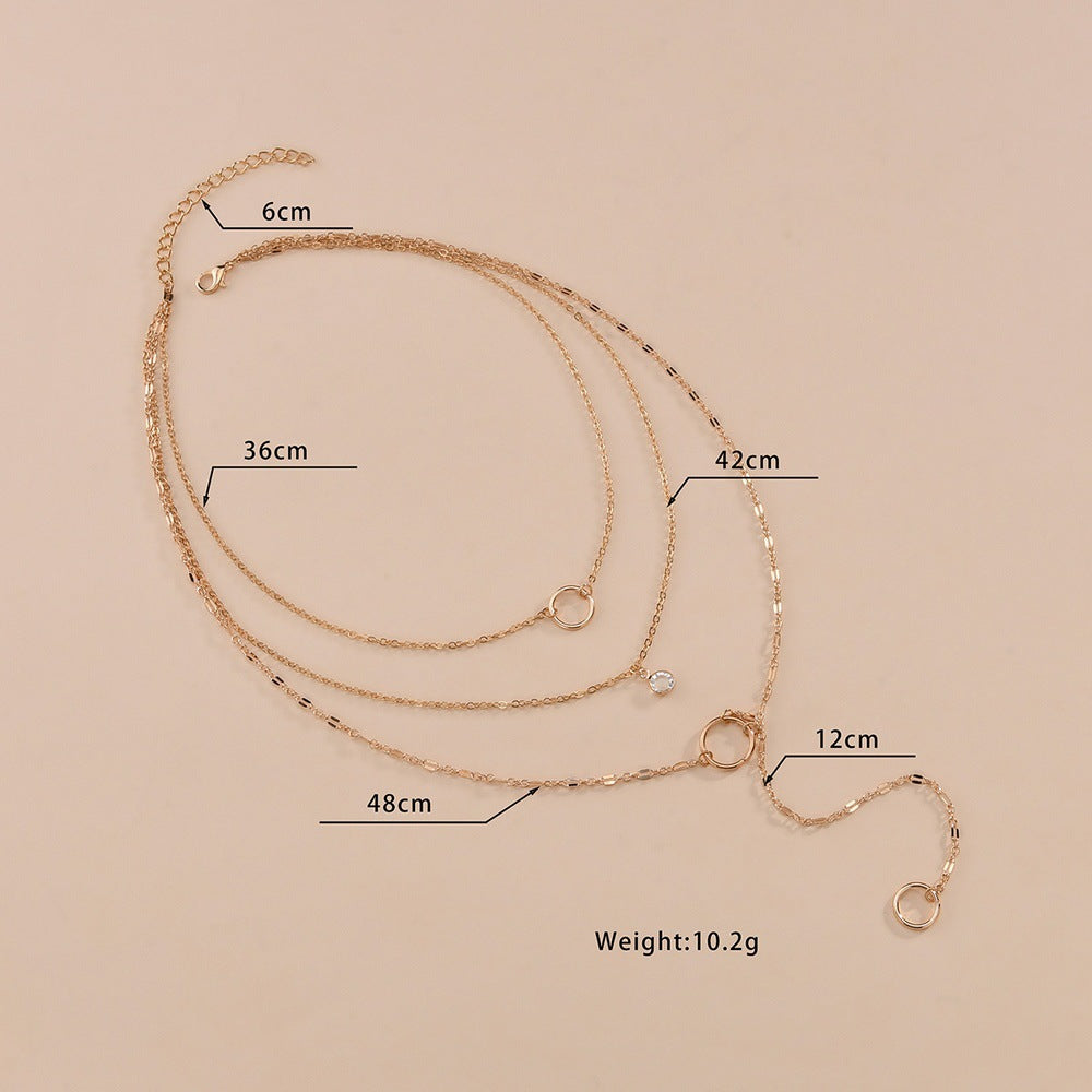 Fashion Simple Round Hoop Edging Diamond Necklaces