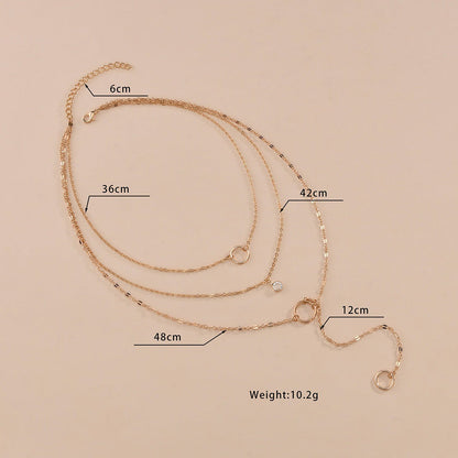 Fashion Simple Round Hoop Edging Diamond Necklaces