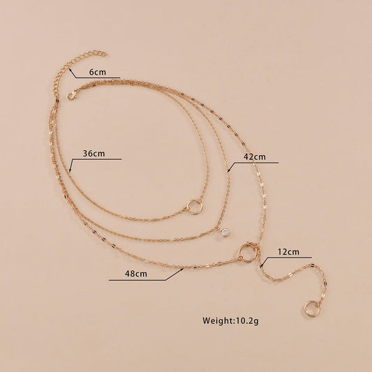 Fashion Simple Round Hoop Edging Diamond Necklaces