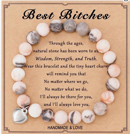 Friend Gift Pink Zebra Rhodochrosite Love Bracelets