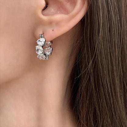High-grade Heart-shaped Zircon Female Niche Retro Earrings