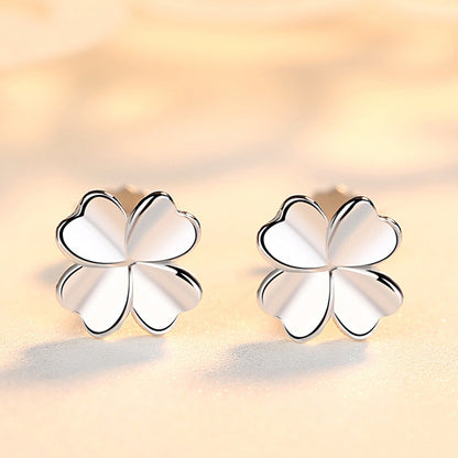 Women's Glossy Four Leaf Clover Ear Graceful Earrings