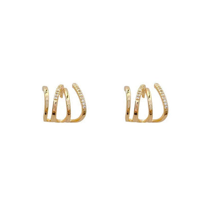 Women's Sier Needle Irregular Geometric Diamond Light Luxury High-grade Earrings