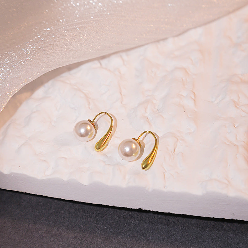 Hook Freshwater Pearl Mild Luxury Retro Temperament Earrings
