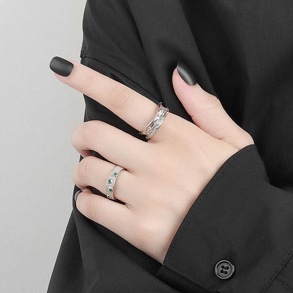 Women's Niche Design Texture Irregular Surface Green Rings