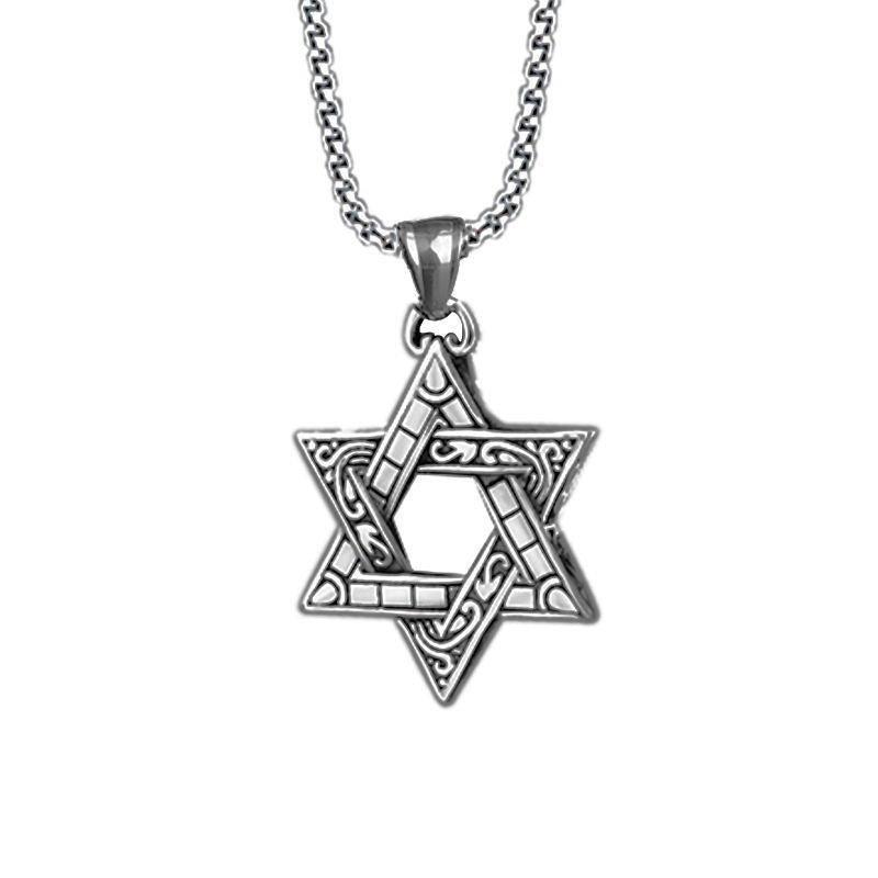 Men's Double-sided Six-pointed Star Alloy Pendant Personalized Necklaces