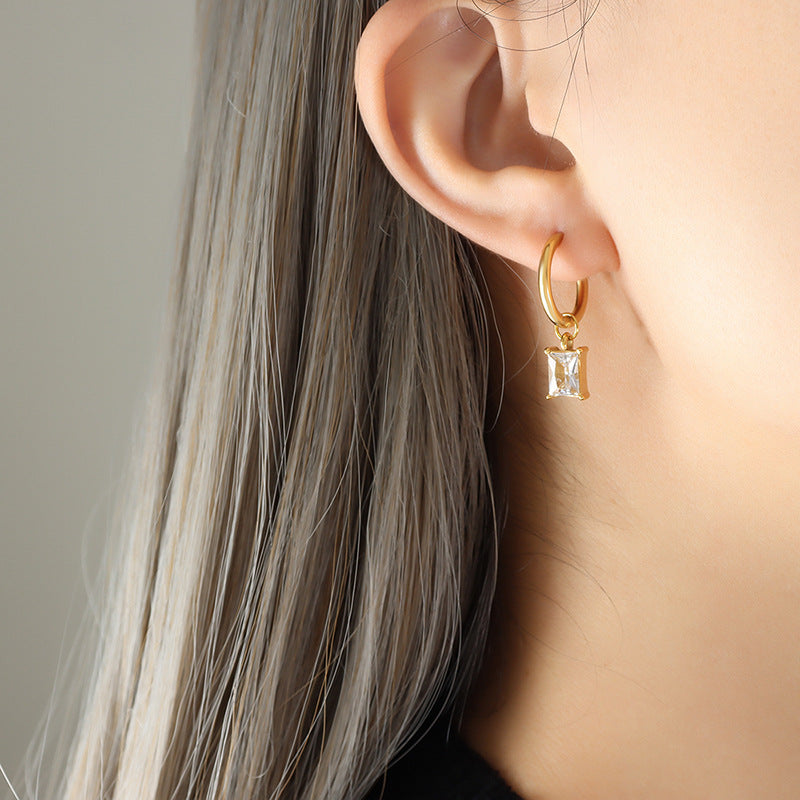 Personalized Face Repair Buckle Zircon Pendant Earrings