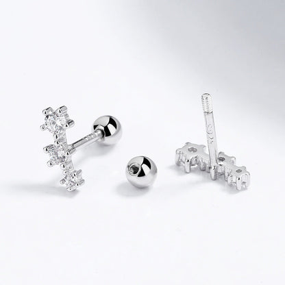 Buckle Screw Pattern Three-piece Gang Drill Earrings