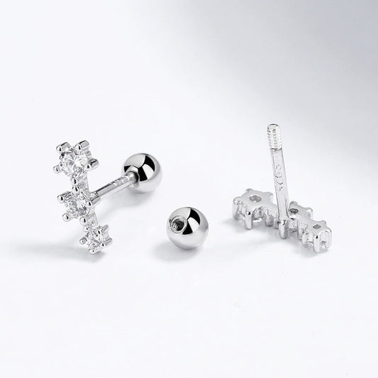 Buckle Screw Pattern Three-piece Gang Drill Earrings