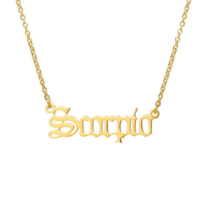 Women's Titanium Steel Ancient English Constellation Simple Necklaces