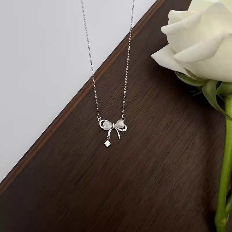 Women's Opal Bow Sterling Sier Accessories Light Luxury Necklaces