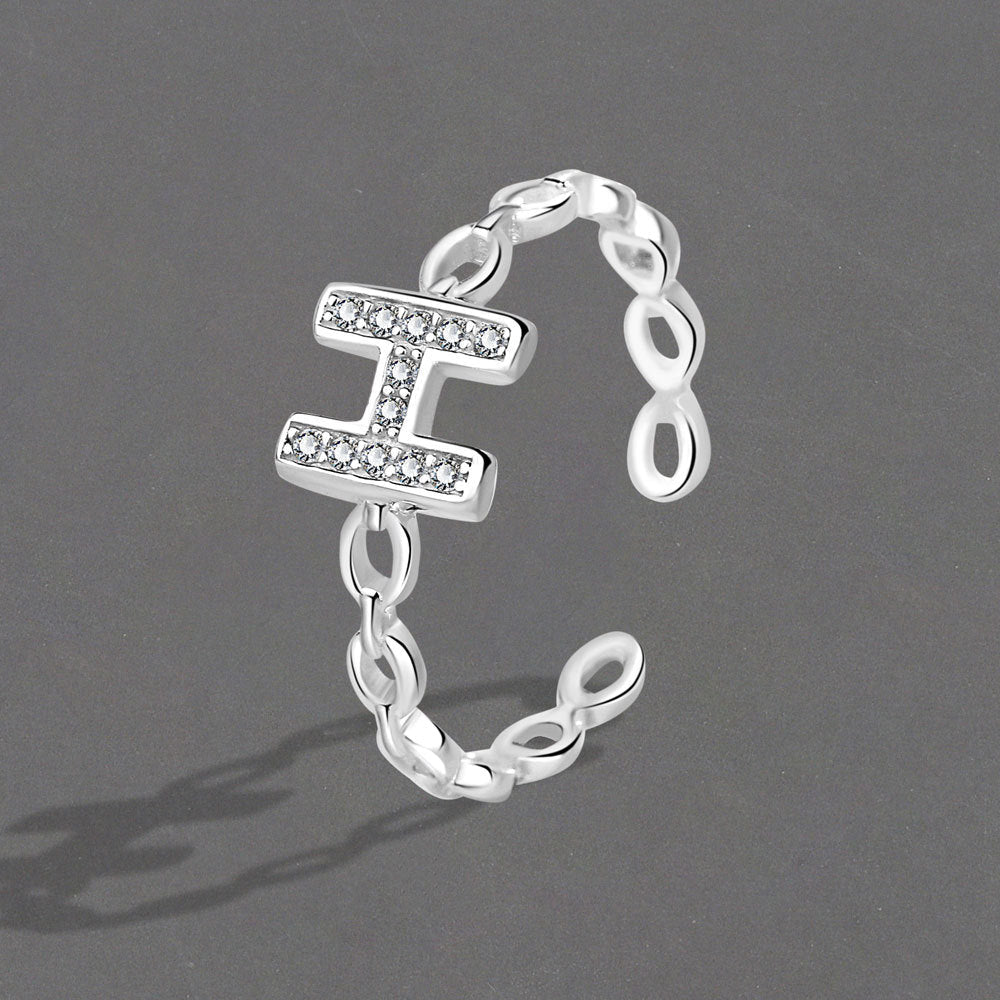 Women's Korean Style Simple Letters Open Personalized Rings