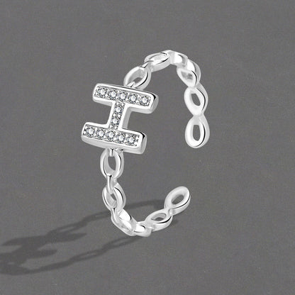 Women's Korean Style Simple Letters Open Personalized Rings