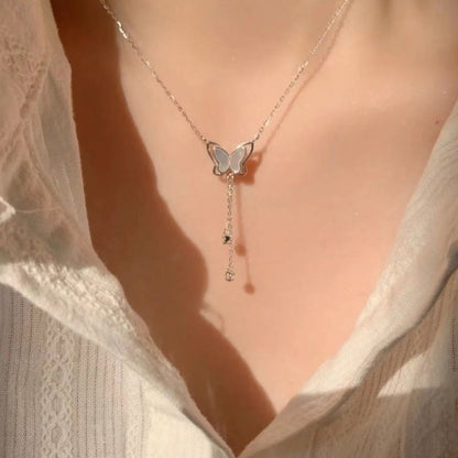 Women's Titanium Steel Tassel Butterfly High-grade Cold Necklaces