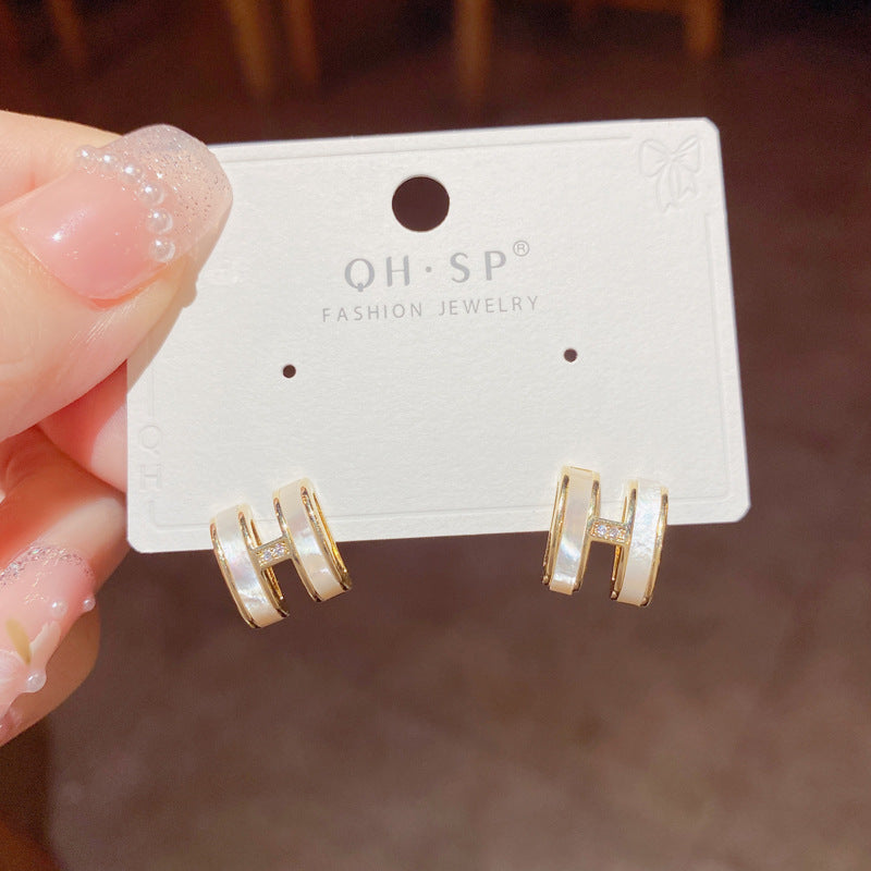 Women's Fashionable Shell Alphabet Letter Minority Simple Rings