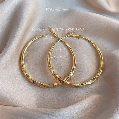 High-grade Round Geometric Big Sier Needle Earrings