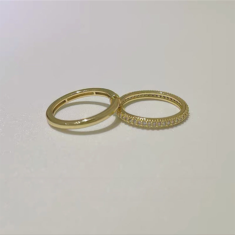 Women's French Vintage Zircon Metal Suit Niche Personality Rings