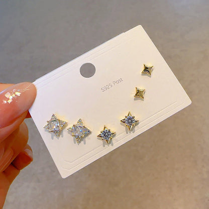 Women's Needle One Card Three Creative Matching Earrings