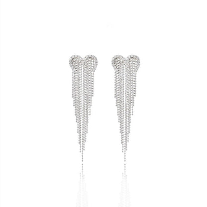 Women's Wild Korean Style Long Full Diamond Earrings