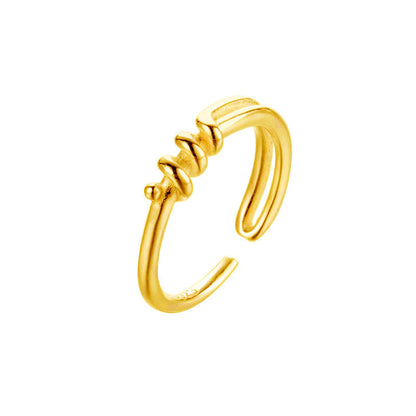 Sier Winding Spiral Female Design Minimalist Irregular Geometric Open Rings