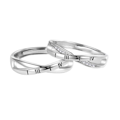 Roman Digital Life Couple Sterling Sier Rings