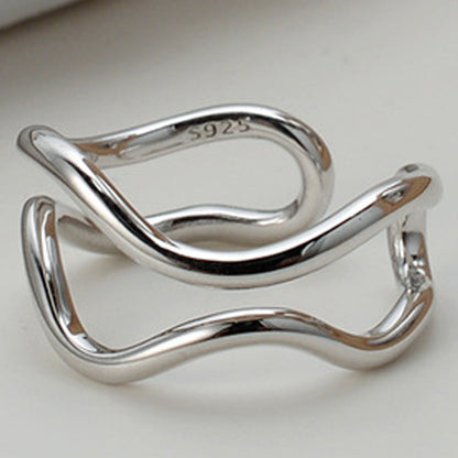 Women's Sterling Sier Irregular Curve Bar Switchable Rings