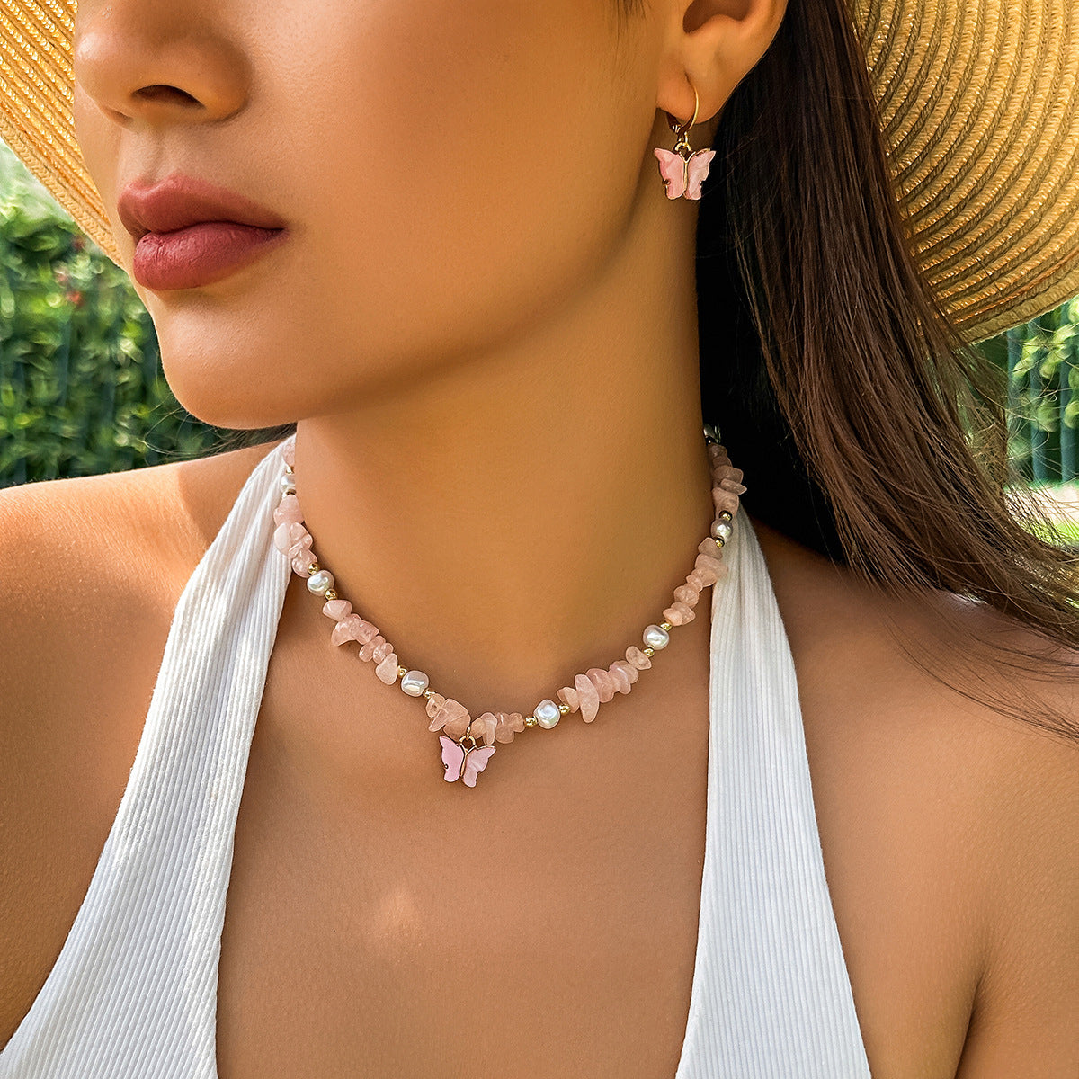 Gravel Beaded Clavicle Chain Pastoral Style Necklaces