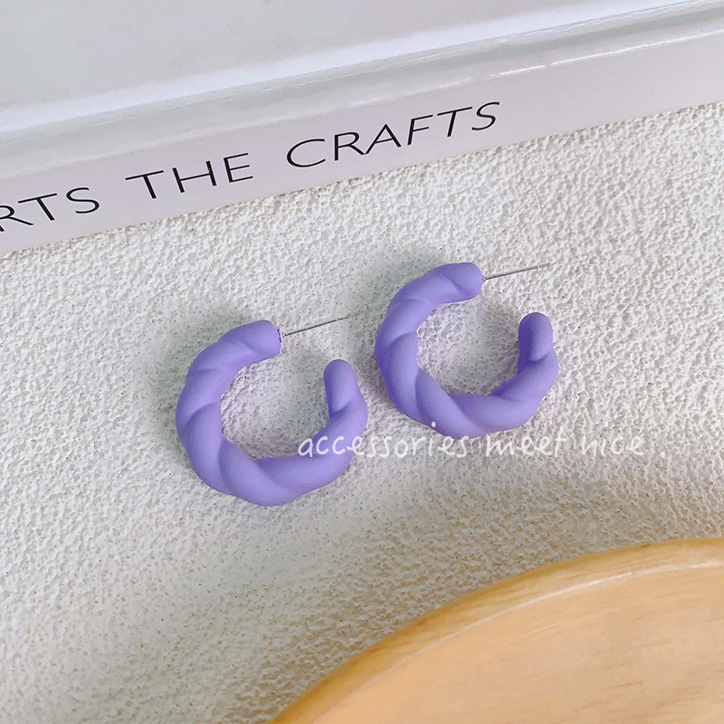 Needle Colored Series Square Round Fresh Earrings